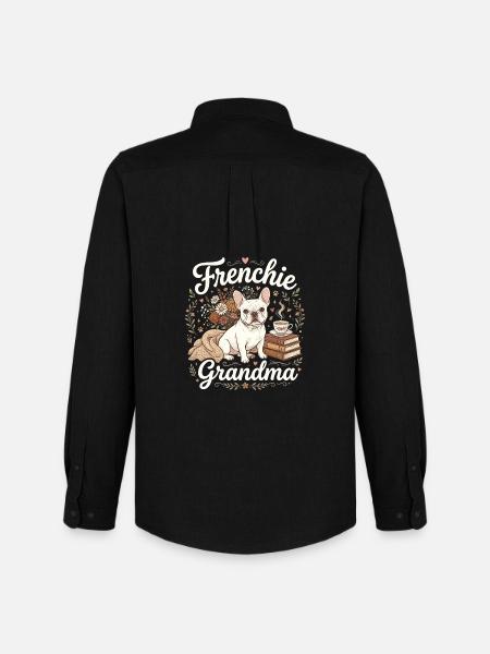 Frenchie Grandma Florale Wärme - Männer Oxford Hemd von Stanley/Stella - Schwarz