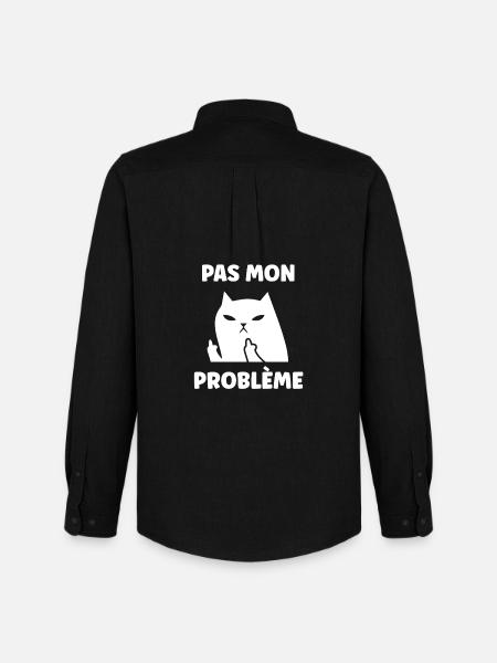 Chat insolent pas mon problème - Chemise Oxford homme Stanley/Stella - noir