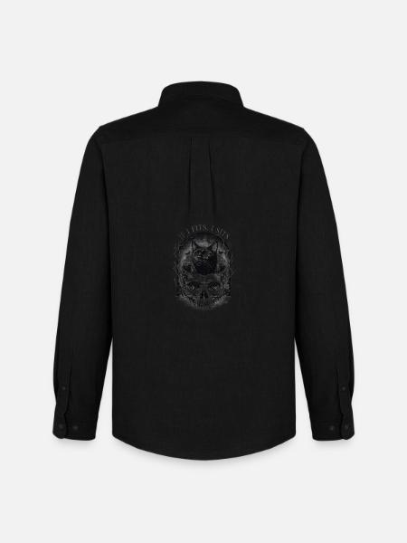 Gothic Skull Cat with Moon - Men's Oxford Shirt by Stanley/Stella - black
