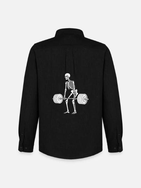 Skeleton weight lifting - Men's Oxford Shirt by Stanley/Stella - black