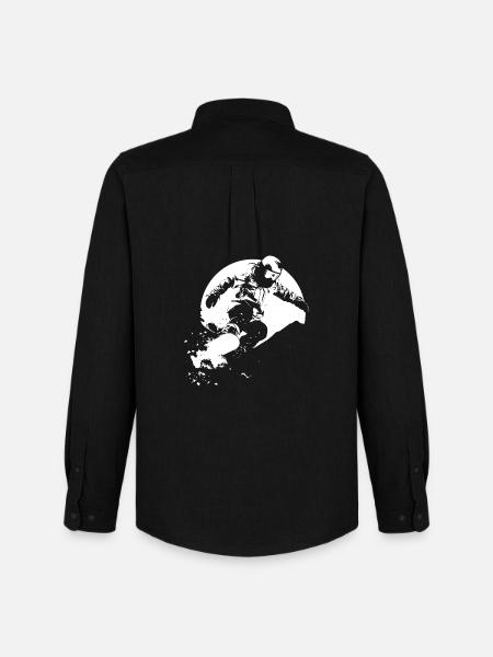 Snowboarder Drawing - Men's Oxford Shirt by Stanley/Stella - black