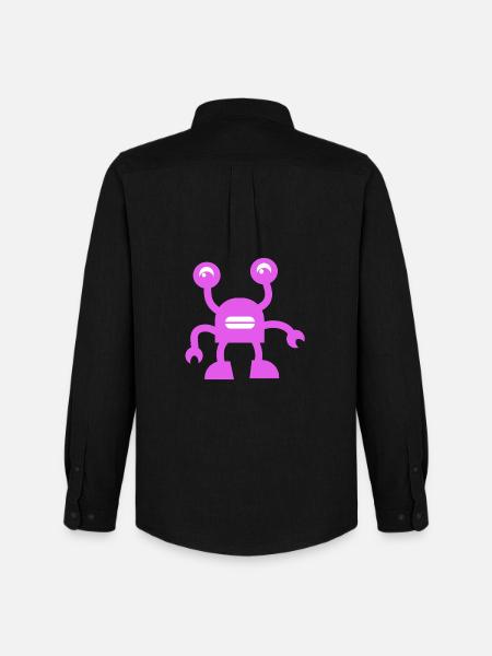 Cheerful Purple Robot - Men's Oxford Shirt by Stanley/Stella - black