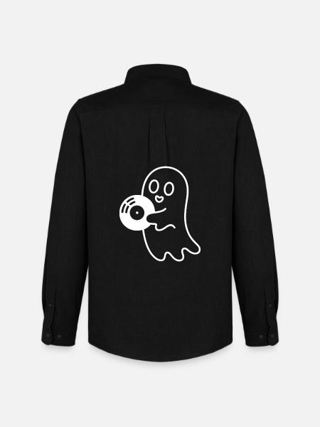 Cuddly Ghost with Eye Balloon - Men's Oxford Shirt by Stanley/Stella - black