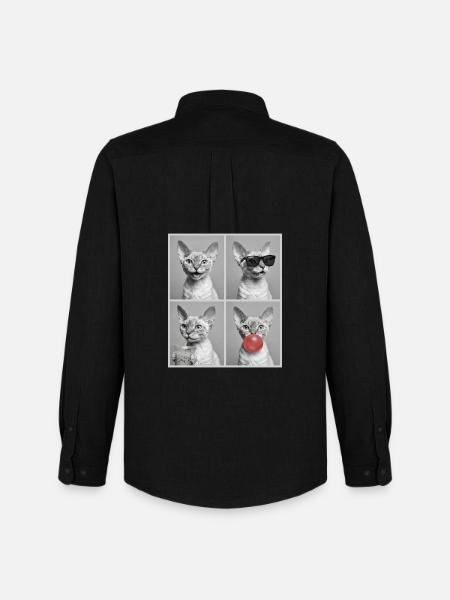 Cats Devon Rex Cat - Men's Oxford Shirt by Stanley/Stella - black