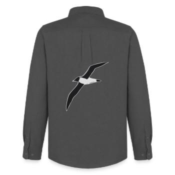 Albatros im Flug Graustufen Design - Männer Oxford Hemd von Stanley/Stella - Anthrazit - Hinten - AI Model Male 185 dark (185cm)