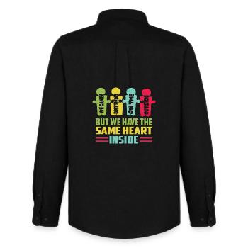 Everyone has the same heart - Men's Oxford Shirt by Stanley/Stella - black - Back - AI Model Male 185 dark (185cm)