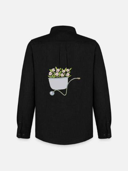 Wheelbarrows Flowers - Men's Oxford Shirt by Stanley/Stella - black