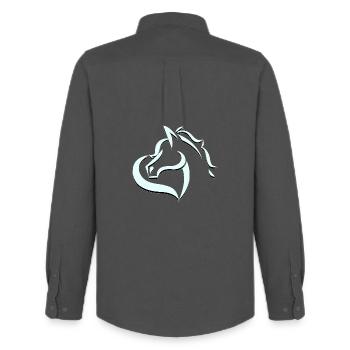 Tannis Ausritte logo hellblau schwarz ohne Name - Männer Oxford Hemd von Stanley/Stella - Anthrazit - Hinten - AI Model Male 185 dark (185cm)