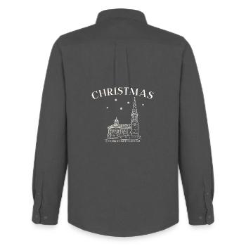 Christmas Church Bethlehem Drawing - Men's Oxford Shirt by Stanley/Stella - anthracite - Back - AI Model Male 185 dark (185cm)