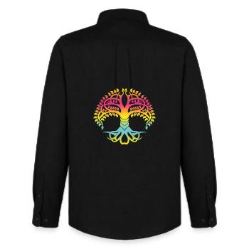 Tree of Life T-Shirt Gradient Coloring - Men's Oxford Shirt by Stanley/Stella - black - Back - AI Model Male 185 dark (185cm)