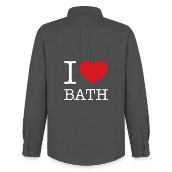 I LOVE BATH - Men's Oxford Shirt by Stanley/Stella - anthracite - Back - AI Model Male 185 dark (185cm)