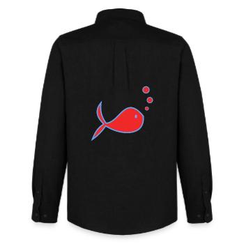 APRIL FOOL. FISH. SARDINE. ANNIVERSARY - Men's Oxford Shirt by Stanley/Stella - black - Back - AI Model Male 185 dark (185cm)