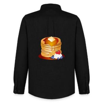 Pancakes Motiv mit Butterflocke und Ahornsirup - Männer Oxford Hemd von Stanley/Stella - Schwarz - Hinten - AI Model Male 185 dark (185cm)
