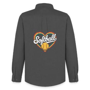 Herz Softball - Männer Oxford Hemd von Stanley/Stella - Anthrazit - Hinten - AI Model Male 185 dark (185cm)