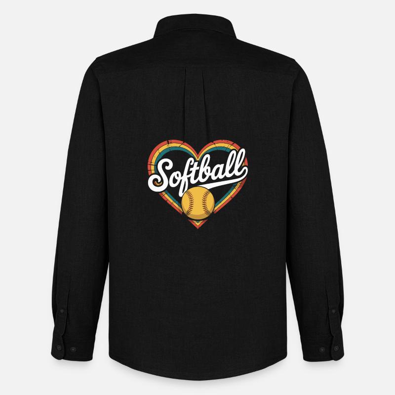 Herz Softball - Männer Oxford Hemd von Stanley/Stella - Schwarz