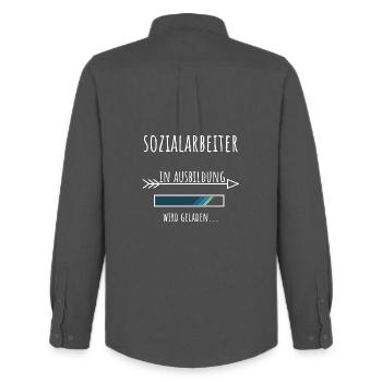 Social Work Studies Profession Social Worker - Men's Oxford Shirt by Stanley/Stella - anthracite - Back - AI Model Male 185 dark (185cm)