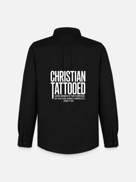Christian tattoo look under surface - Men's Oxford Shirt by Stanley/Stella - black