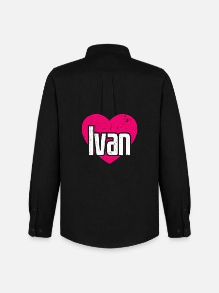 J’aime Ivan Coeur Rose J’aime Ivan - Chemise Oxford homme Stanley/Stella - noir