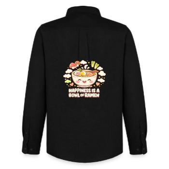 Kawaii Ramen Bowl - Männer Oxford Hemd von Stanley/Stella - Schwarz - Hinten - AI Model Male 185 dark (185cm)