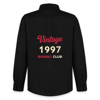 Vintage 1997 – Boxing Club Retro Birth Year - Men's Oxford Shirt by Stanley/Stella - black - Back - AI Model Male 185 dark (185cm)