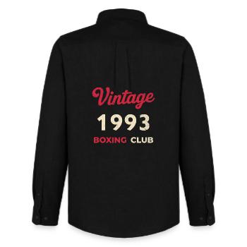 Vintage 1993 – Année de naissance rétro du Boxing Club - Chemise Oxford homme Stanley/Stella - noir - Dos - AI Model Male 185 dark (185cm)