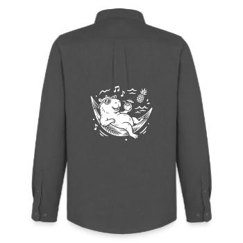 Détente au hamac de capy - Chemise Oxford homme Stanley/Stella - charbon - Dos - AI Model Male 185 dark (185cm)
