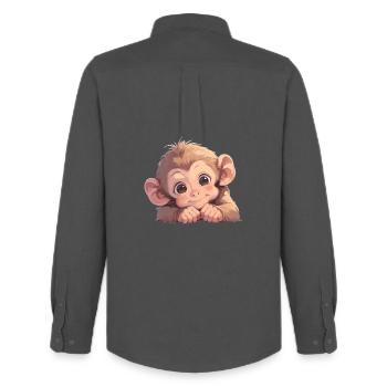 Macaque Macaque - Men's Oxford Shirt by Stanley/Stella - anthracite - Back - AI Model Male 185 dark (185cm)