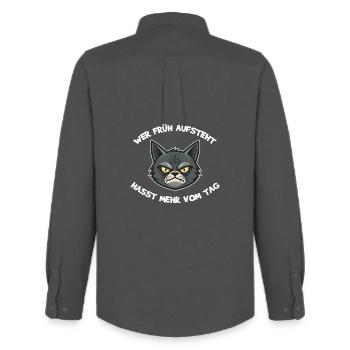 If you get up early, you hate more of the day - Men's Oxford Shirt by Stanley/Stella - anthracite - Back - AI Model Male 185 dark (185cm)