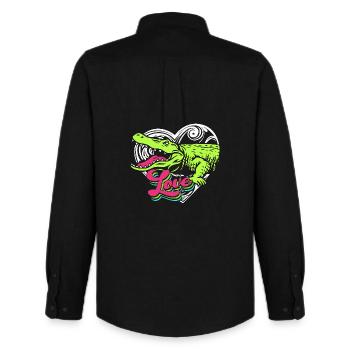 Crocodile Hunting - Men's Oxford Shirt by Stanley/Stella - black - Back - AI Model Male 185 dark (185cm)