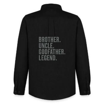 Brother Uncle Godfather Legend - Men's Oxford Shirt by Stanley/Stella - black - Back - AI Model Male 185 dark (185cm)