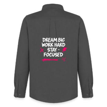 Dream big work hard stay focused - Men's Oxford Shirt by Stanley/Stella - anthracite - Back - AI Model Male 185 dark (185cm)