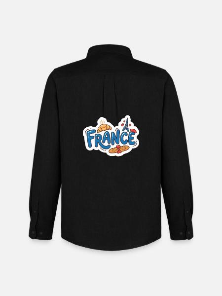 Sticker France Kawaii Croissant Paris - Men's Oxford Shirt by Stanley/Stella - black