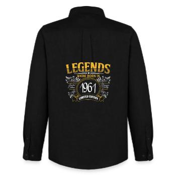 Des légendes sont nées en 1961 - Chemise Oxford homme Stanley/Stella - noir - Dos - AI Model Male 185 dark (185cm)