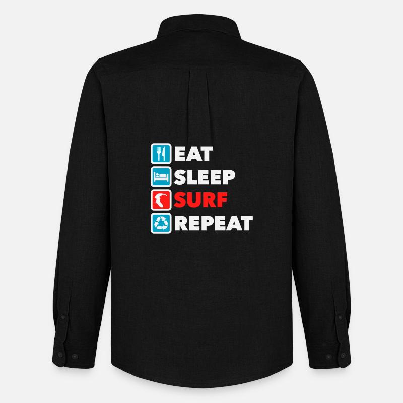 Eat Sleep Surf Repeat - Männer Oxford Hemd von Stanley/Stella - Schwarz