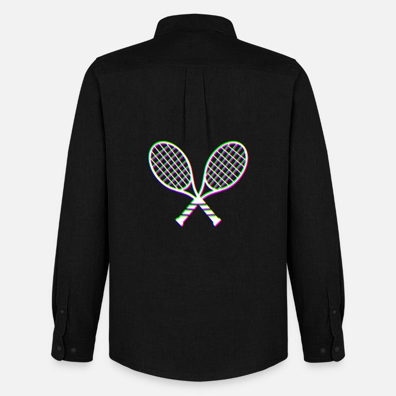 Tennis Glitch effekt racket - Männer Oxford Hemd von Stanley/Stella - Schwarz