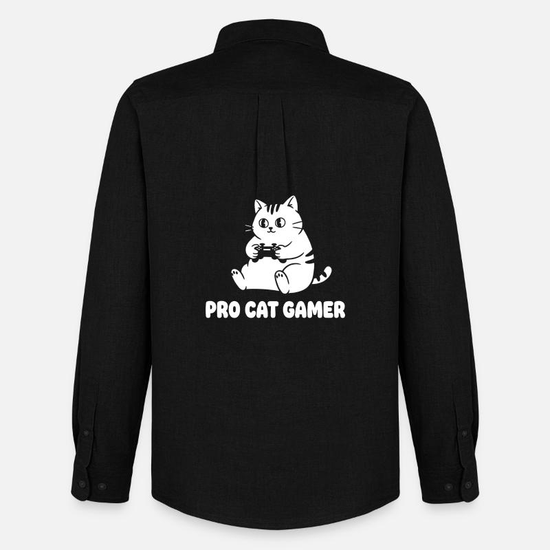 Pro Katze Gamer - Männer Oxford Hemd von Stanley/Stella - Schwarz
