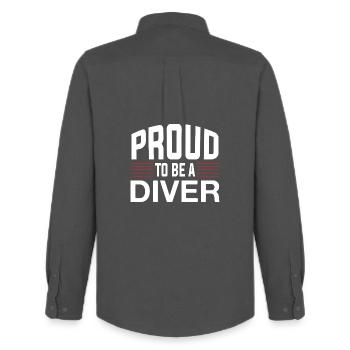 Proud Diver - Men's Oxford Shirt by Stanley/Stella - anthracite - Back - AI Model Male 185 dark (185cm)