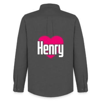 J’aime Henry Coeur Rose J’aime Henry - Chemise Oxford homme Stanley/Stella - charbon - Dos - AI Model Male 185 dark (185cm)