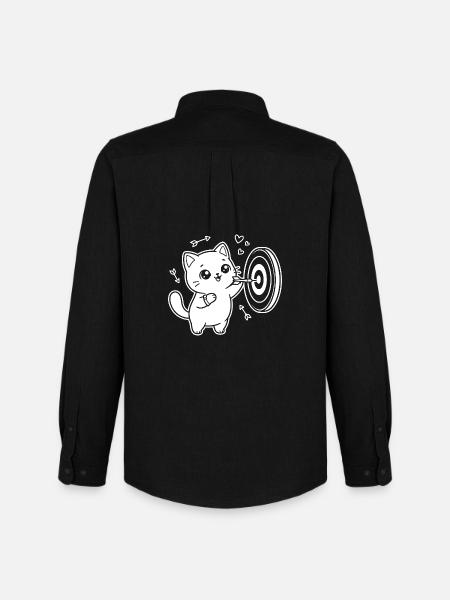 Kawaii Cat Darts Player - Men's Oxford Shirt by Stanley/Stella - black