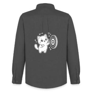 Kawaii Katze Dart Spieler - Männer Oxford Hemd von Stanley/Stella - Anthrazit - Hinten - AI Model Male 185 dark (185cm)