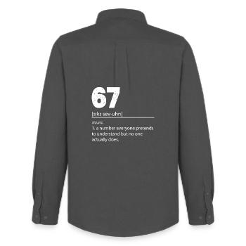 67 - Sixty Seven Number 67 Meme Six Seven - Men's Oxford Shirt by Stanley/Stella - anthracite - Back - AI Model Male 185 dark (185cm)
