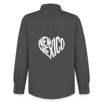 New Mexico Heart Typo - Men's Oxford Shirt by Stanley/Stella - anthracite - Back - AI Model Male 185 dark (185cm)