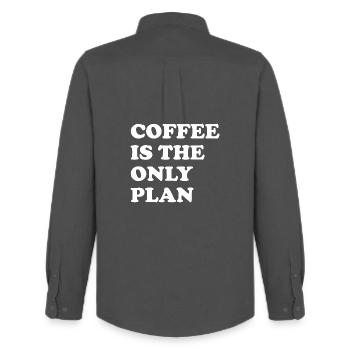 Kaffee Ist Der Einzige Plan - Männer Oxford Hemd von Stanley/Stella - Anthrazit - Hinten - AI Model Male 185 dark (185cm)