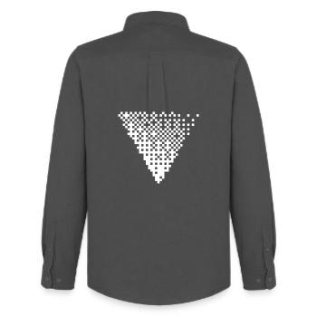 Dreieckiges Raster des Halbton-Pixels - Männer Oxford Hemd von Stanley/Stella - Anthrazit - Hinten - AI Model Male 185 dark (185cm)