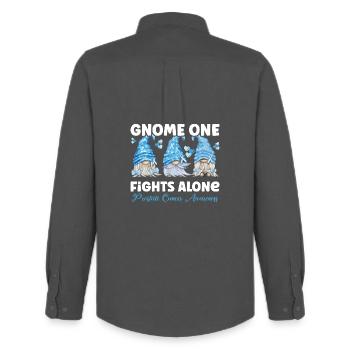 Gnome One Fights Alone Light Blue Prostate Cancer - Men's Oxford Shirt by Stanley/Stella - anthracite - Back - AI Model Male 185 dark (185cm)