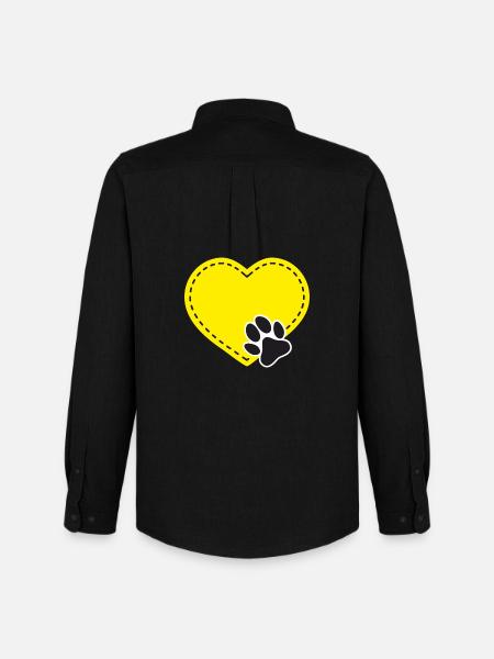 Customizable yellow heart with dog paw - Men's Oxford Shirt by Stanley/Stella - black