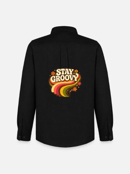 Stay Groovy Rainbow - Männer Oxford Hemd von Stanley/Stella - Schwarz