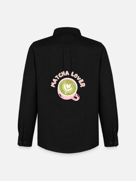 Matcha Lover Cup Heart Latte - Men's Oxford Shirt by Stanley/Stella - black