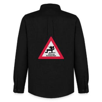 Attention tireurs - Chemise Oxford homme Stanley/Stella - noir - Dos - AI Model Male 185 dark (185cm)