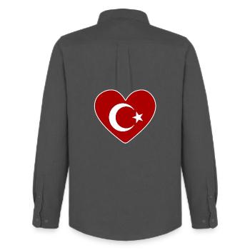 Coeur comme drapeau turc - Chemise Oxford homme Stanley/Stella - charbon - Dos - AI Model Male 185 dark (185cm)